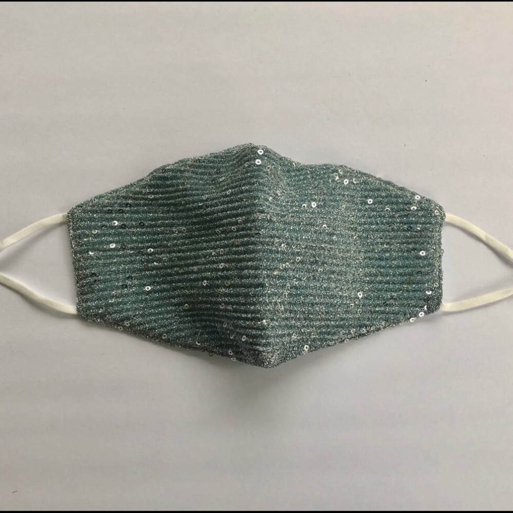 Baby Blue Sequin Face Cloth Mask 😷